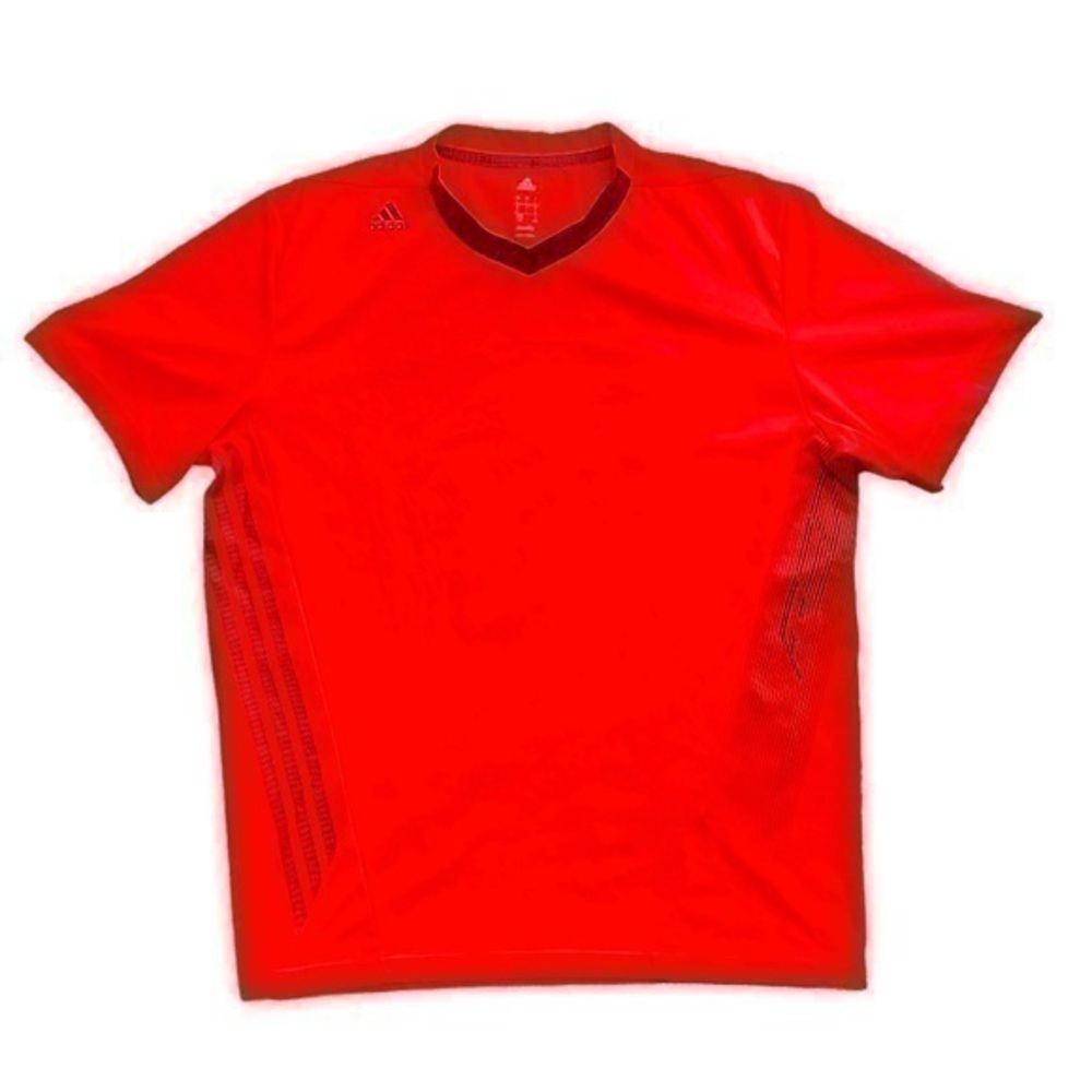 Adidas vneck F-50 short sleeve tshirt for men neon reddish orange